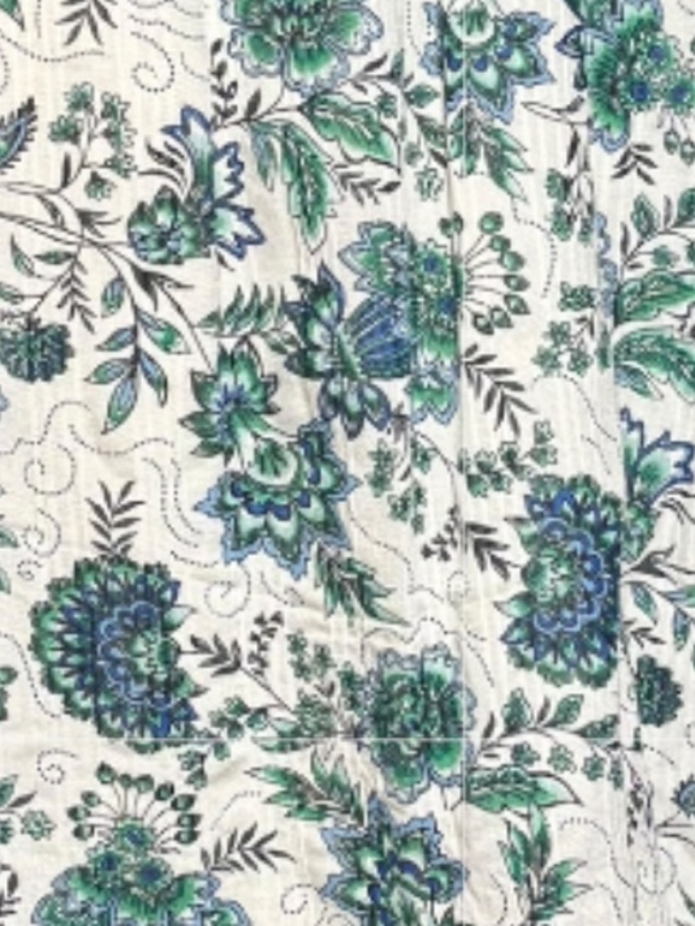 Loft Garden Floral Top Women S Green Blue Long Sleeve Shirred Yoke - Picture 4 of 4